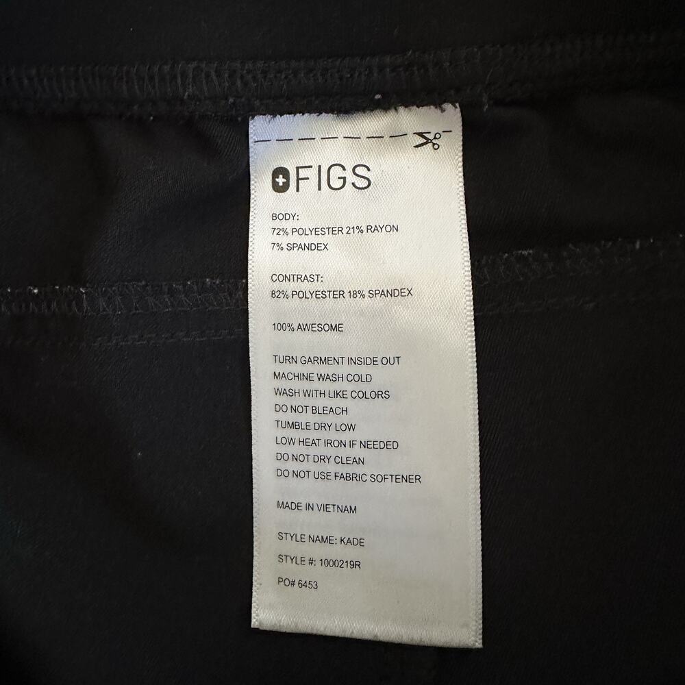 FIGS Kade Cargo Scrub Pants Black Medical Tech Straight Leg Pockets Women’s S - Picture 6 of 9